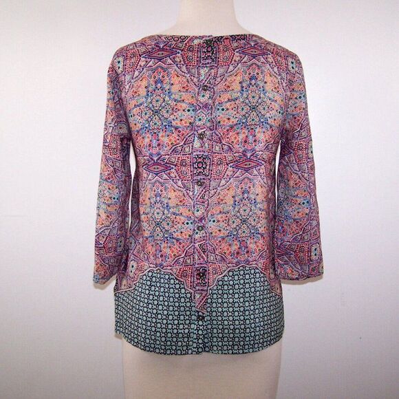Anthropologie Maeve Shirt Top Silk Size 2 Back Button Up Lightweight Blouse - Picture 7 of 9
